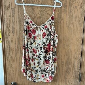 Torrid Cream and Red Floral Camisole
